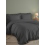 ETEHOMETEX %100 Doğal Pamuk Çift Kişilik Fırfırlı Nevresim Seti 200x220 cm ANTRASİT 8696474232031